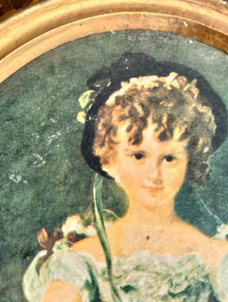 Quadretto vintage barocco con dipinto 28x16