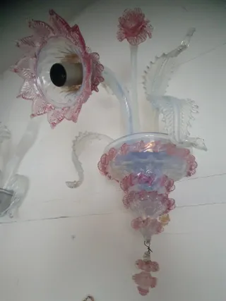 Applique Vetro Murano Rosa Trasparente