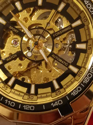 Reloj Forsining Automático Esqueleto Dorado