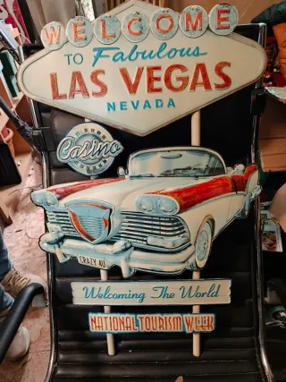 Cartel Decoración Las Vegas Coche Vintage