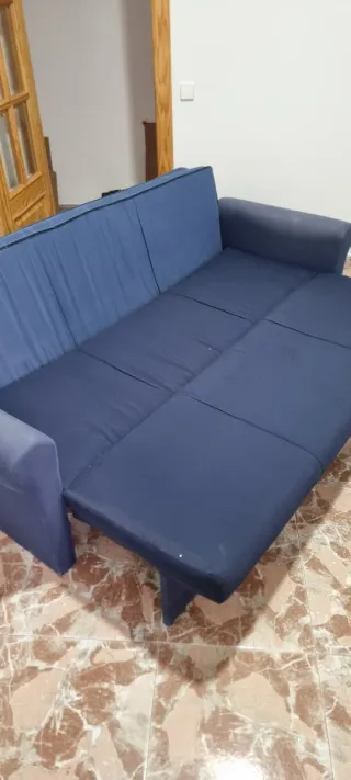 Sofá Cama Azul Tela