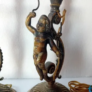 Coppia Lampade Vintage con Putti