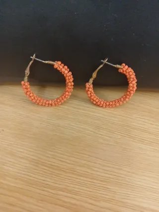 Pendientes Aro Naranja y Dorado .Tamaño  5cm.