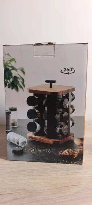 Especiero Giratorio Negro Madera