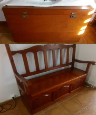 Pack Banco y baúl de madera