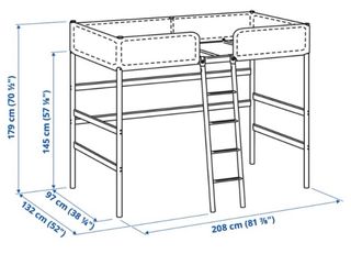 Cama alta Ikea TUFFING metal gris