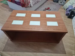 Mesa centro madera maciza con cristales