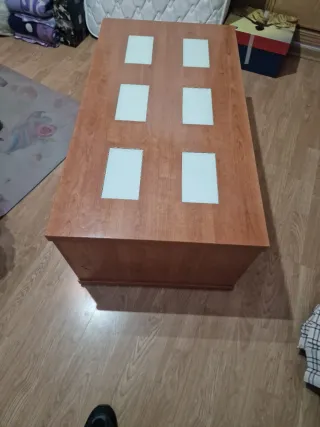 Mesa centro madera maciza con cristales