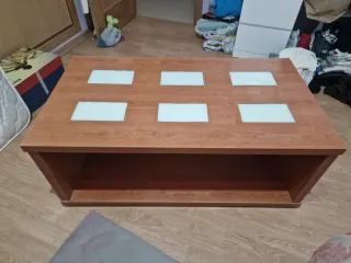 Mesa centro madera maciza con cristales