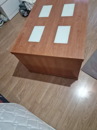 Mesa centro madera maciza con cristales