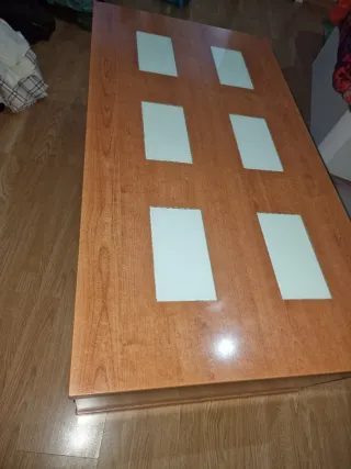 Mesa centro madera maciza con cristales