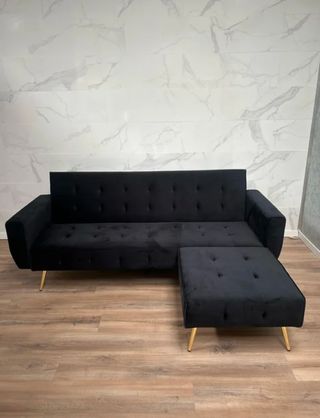 OFFERTA!! Divano in velluto blu con pouf