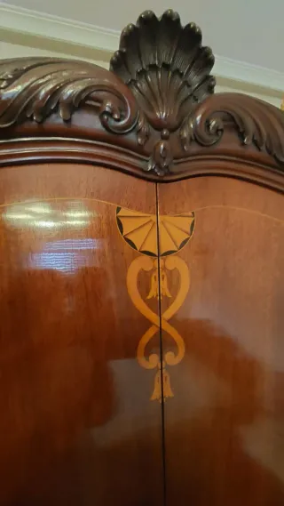 Armadio Caoba Stile Luigi XV, Artigianale, 3 Corpi