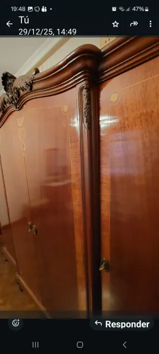 Armadio Caoba Stile Luigi XV, Artigianale, 3 Corpi