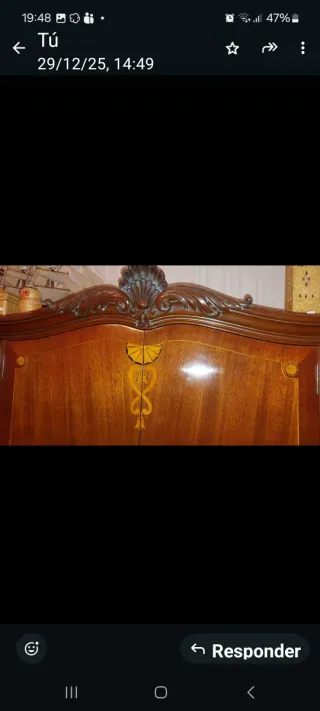 Armadio Caoba Stile Luigi XV, Artigianale, 3 Corpi