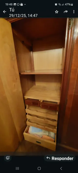 Armadio Caoba Stile Luigi XV, Artigianale, 3 Corpi