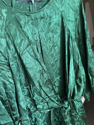 Camisa Zara verde botella bordada