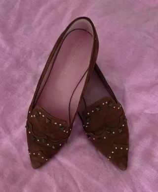 Pretty Ballerinas Mocasines Marrones Tachuelas