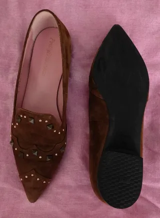Pretty Ballerinas Mocasines Marrones Tachuelas