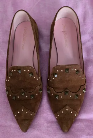 Pretty Ballerinas Mocasines Marrones Tachuelas