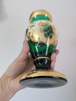 Vaso in vetro artistico oro e verde