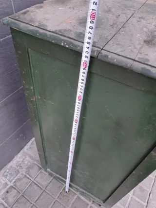 Mueble archivador vintage madera verde