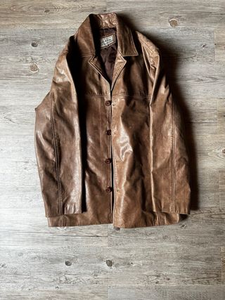 Chaqueta piel marrón XL hombre estilo vintage