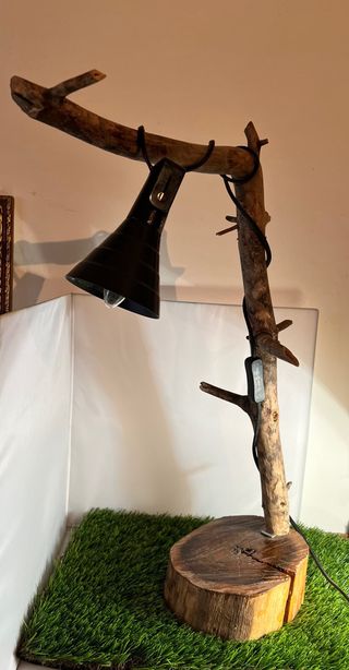 Candeeiro de madeira artesanal 60 cm altura