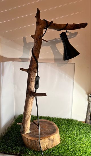 Candeeiro de madeira artesanal 60 cm altura