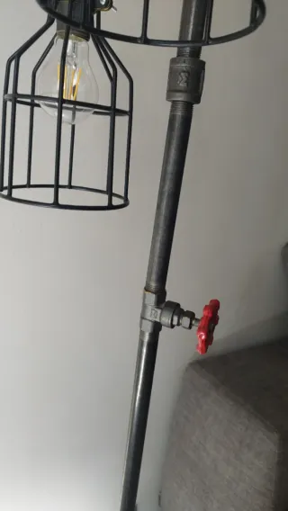 Lámpara Pie Industrial Steampunk Tubería Metal