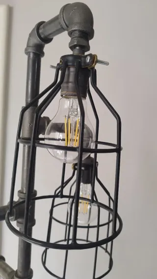 Lámpara Pie Industrial Steampunk Tubería Metal