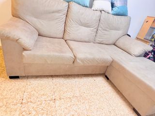 Divano chaise longue beige e turchese