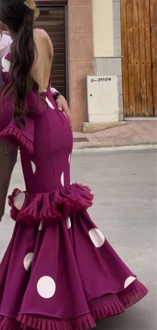 Vestido Flamenca Buganvilla Lunares blancos