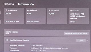 PC Gaming Ryzen 5 PRO 4650G 16GB RAM