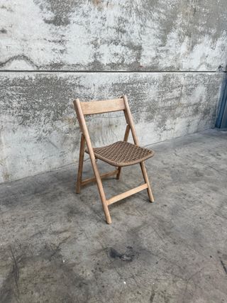 Silla plegable Dandara madera maciza acacia y estructura acero con cuerda beige FSC 100%