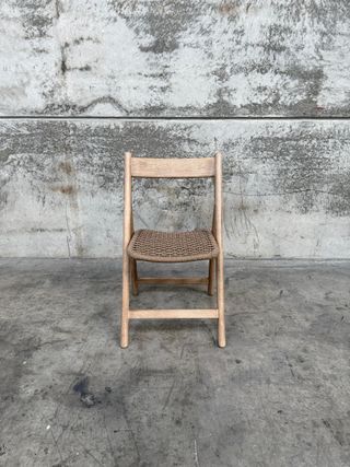 Silla plegable Dandara madera maciza acacia y estructura acero con cuerda beige FSC 100%