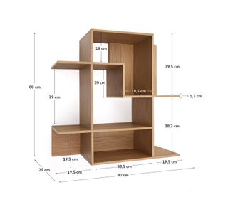 Estantería modular Ina de chapa de roble con acabado tono natural 80 x 80 cm FSC 100%