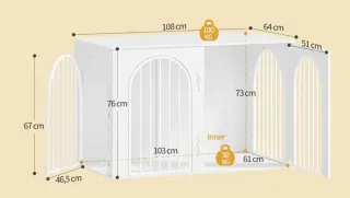 Mueble jaula blanco para perro grande