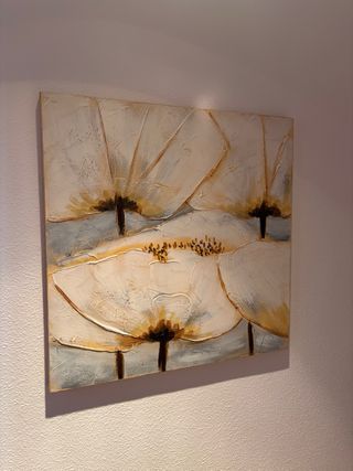 Cuadro Flores Beige y Blanco