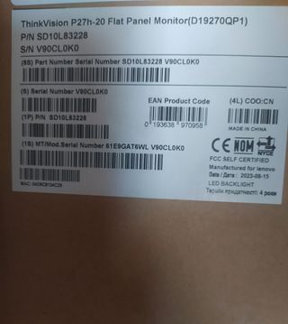 Monitor Pro LeNovo Thinkvision P27h-20 27" QHD