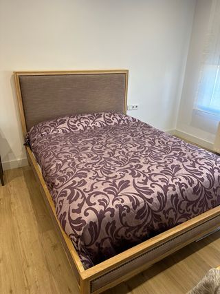 Cama provenzal tela y madera