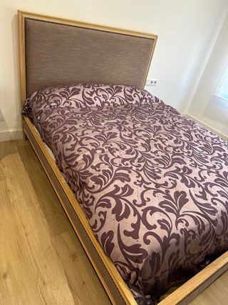 Cama provenzal tela y madera