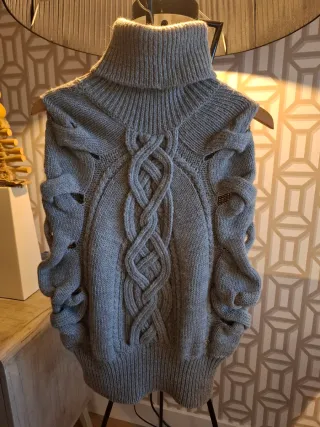 Poncho Gucci Lana y Alpaca Gris Talla M