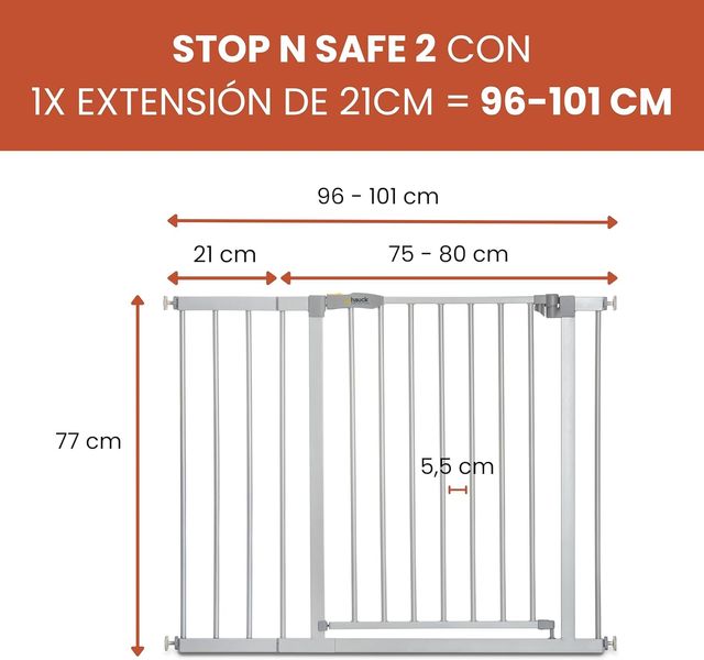 Barrera seguridad niños 96-101 cm plata