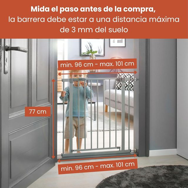 Barrera seguridad niños 96-101 cm plata