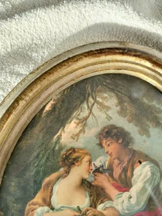 Quadro ovale vintage dipinto cornice originale