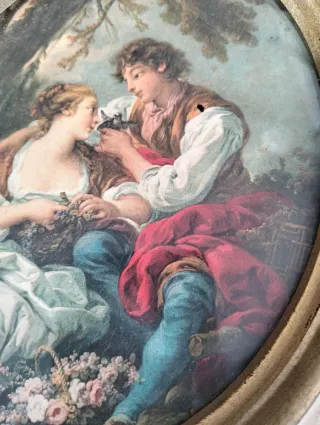 Quadro ovale vintage dipinto cornice originale