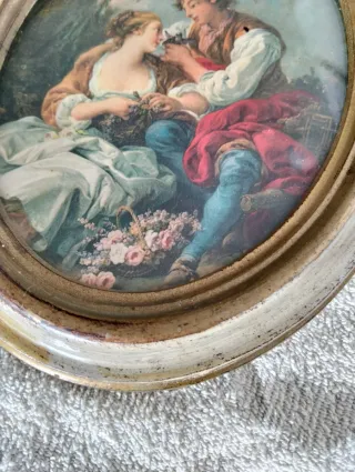 Quadro ovale vintage dipinto cornice originale