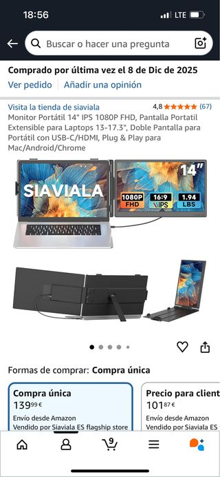 Monitor Portátil SIAVIALA 14 FHD IPS