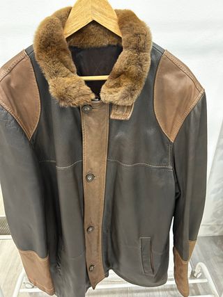 Chaquetón Piel Hombre Talla 60 Marrón